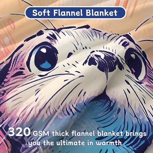 ALIFAFA Otter Blanket, Cute Curious Other Throw Blankets, Otter Gift for Kids Girls, Kawaii Otter Vintage Style Blanket, Kawaii Animal Soft Cozy Plush Blanket for Kids Baby,50"x40"