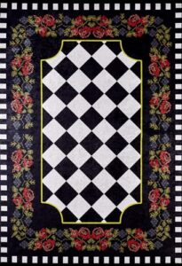 bespoky noginsk black floral, cotton polyester area rug, machine washable rug, non slip rug, living room, bedroom, nursery, hallway, corridor, rug, indoor outdoor area rug