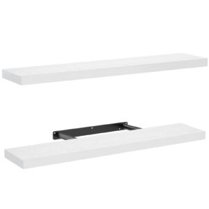 amada homefurnishing floating shelves, 32″ large wall mounted shelves for bathroom, bedroom, living room, kitchen, office, hanging shelf for wall décor storage, set of 2, white