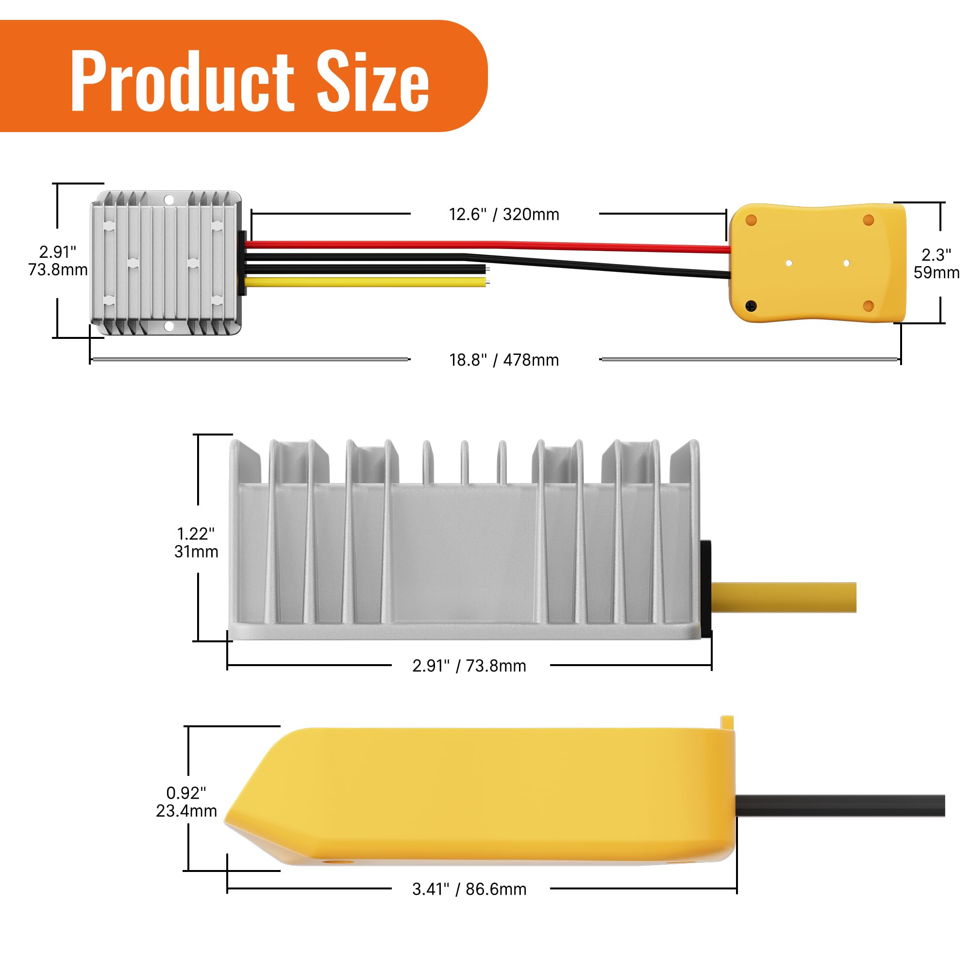 RVBOATPAT Step Down Converter for Dewalt 20V to 12V Adapter Power Wheel Battery Adapter DC 12V 20A 240W Inverter Automatic Buck Converter DC Voltage Regulator