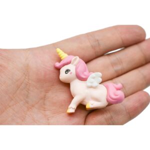 Pinenjoy 8Pcs Mini Flying Horse Unicorn Figurine Miniature Resin Unicorns Cake Toppers Fairy Garden Accessories for DIY Moss Landscape Dollhouse Birthday Party Decorations