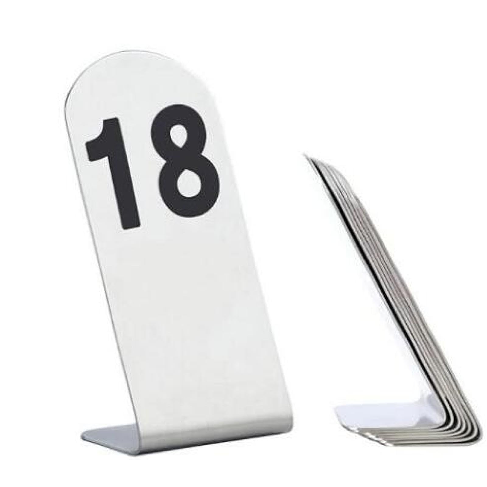 Topjia Stainless Steel Standing Tent Style Table Numbers Card 1-50 Double Side Numbered Table Tents,Stackable Storage Tent Table Numbers Table,for Wedding Party Banquets Restaurant Table Numbers