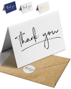 instadecor 24 packs thank you cards with envelopes and stickers, white thank you notes bulk set for small business, wedding, bridal shower, christmas and graduations, 3.5x5 inch