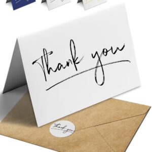 InstaDecor 24 Packs Thank You Cards with Envelopes and Stickers, White Thank You Notes Bulk Set for Small Business, Wedding, Bridal Shower, Christmas and Graduations, 3.5x5 Inch