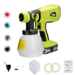 paint sprayer for ryobi 18v battery, cordless paint sprayer with 1000ml container, handheld hvlp paint gun electric paint sprayer for small painting projects: fence, cabinets, chairs(no battery)