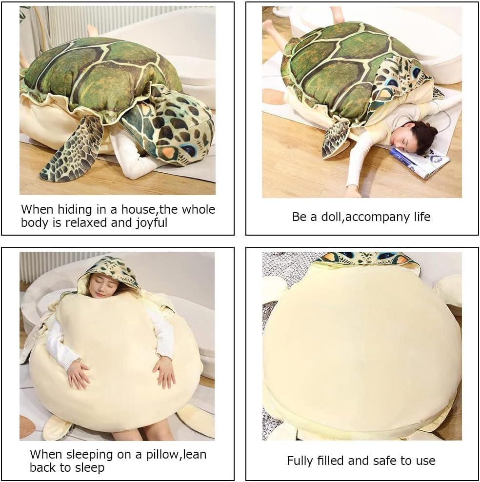 CARTBAE Turtle Shell Stuffed Animal Soft and Comfortable Tortoise Plush Pillow Creative Turtle Costume Plush Toy (39.3 in)