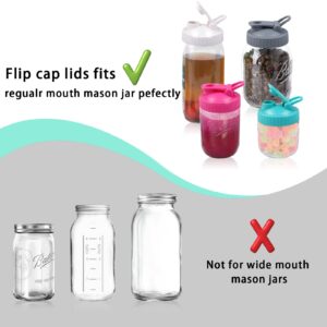 Mason Jar Lids, 6 Pcs Regular Mason Jar Pour Spout Lid, Mason Jar Lids for Ball or Kerr Jars, Reusable Canning Lids with Flip Top and Leak-Proof Seal (JAR NOT INCLUDED)