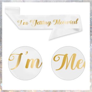 I'm Getting Meowied Party Sash, Women Bachelorette Themed Party Decoration, White and Gold Party Favors,Shoulder Strap for Bachelorette Party Bridal Shower Supplies