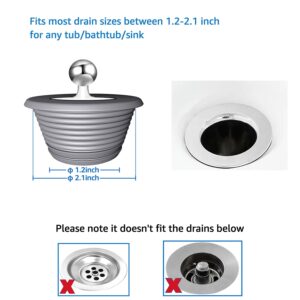 Bathtub Drain Stopper, Tub Stopper, Universal Bathtub Drain Cover, Bath Tub Plug,Sink Stopper, Shower Bathroom Accessories Replacement Jet Spout Topper Rubber Hair Catcher Strainer(Patented)