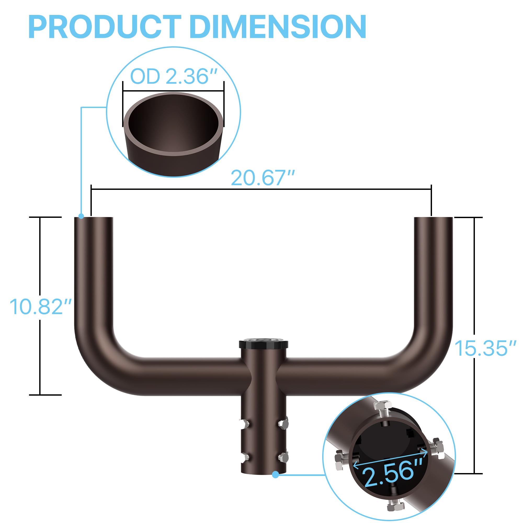 HYPERLITE Double Bullhorn Bracket for Parking Lot Light, 2 3/8" Bullhorn Bracket for 2 Lights, Durable Mounting Bracket Bullhead Tenon Adapter for LED Shoebox Area Light Street Pole Light