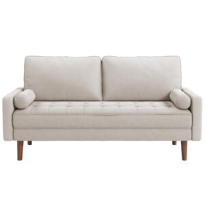 vesgantti 2 seater sofa, 68 inch fabric couches for living room, mid century modern loveseat sofas with armrest, button tufted seat cushion, modern couch for bedroom, apartment, office, ashbeige