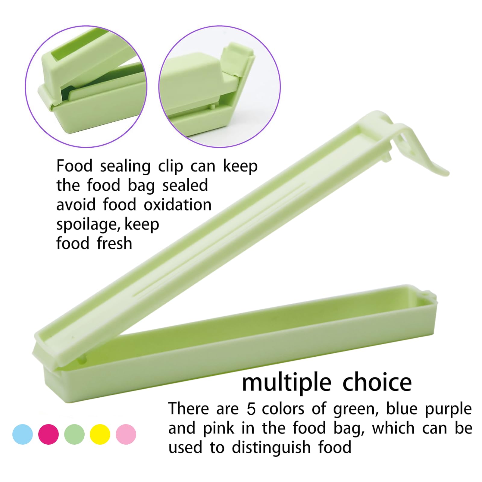 Zhtuck 40PCS Sealing Clip Bag Plastic Food Bag Clips Large Size Chip Clips Bag Clips Food Clips for Food Storage Kitchen and Home (4.3in x 20, 2.4in x20)