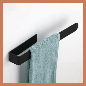 purzen Bathroom Hand Towel Holder, Paper Towel Holder Wall Mounted, Suitable for Bathroom Black Shelf Paper Towel Holder Kitchen Towel Rack,Black,L