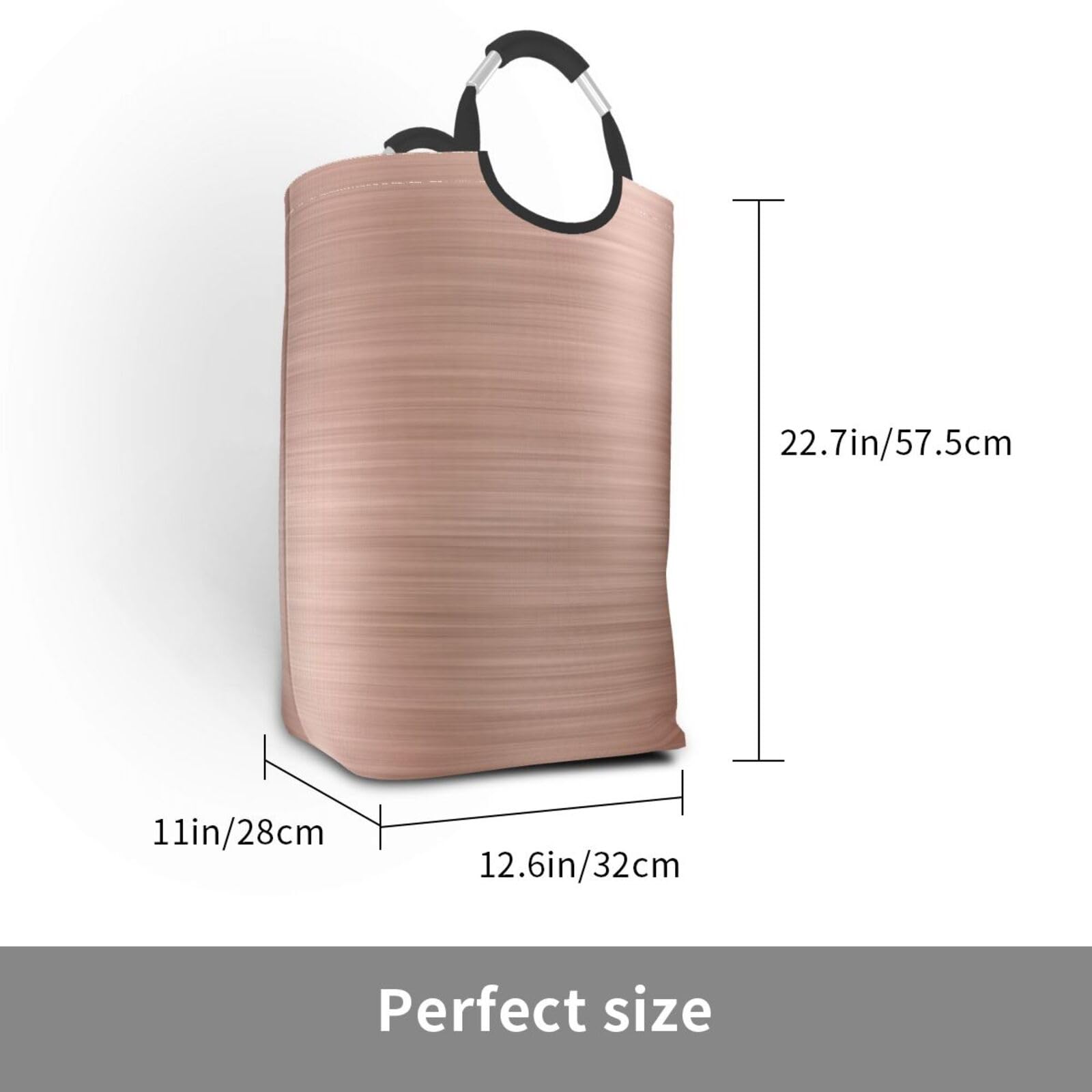 Large Laundry Hamper Bag, Collapsible Laundry Basket Elegant Rose Gold Metallic Dirty Clothes Storage Washing Bin for Bathroom, Dorm Essentials