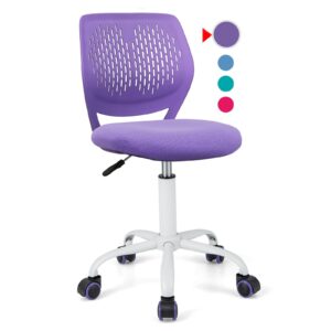 powerstone home desk chair cute office chair small adjustable swivel task chair armless writing desk chair for small space purple