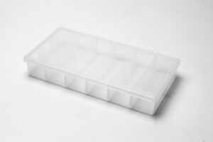 transparent organizer box 12-compartments for beads, craft supplies, jewelry, and more, made in usa of durable plastic