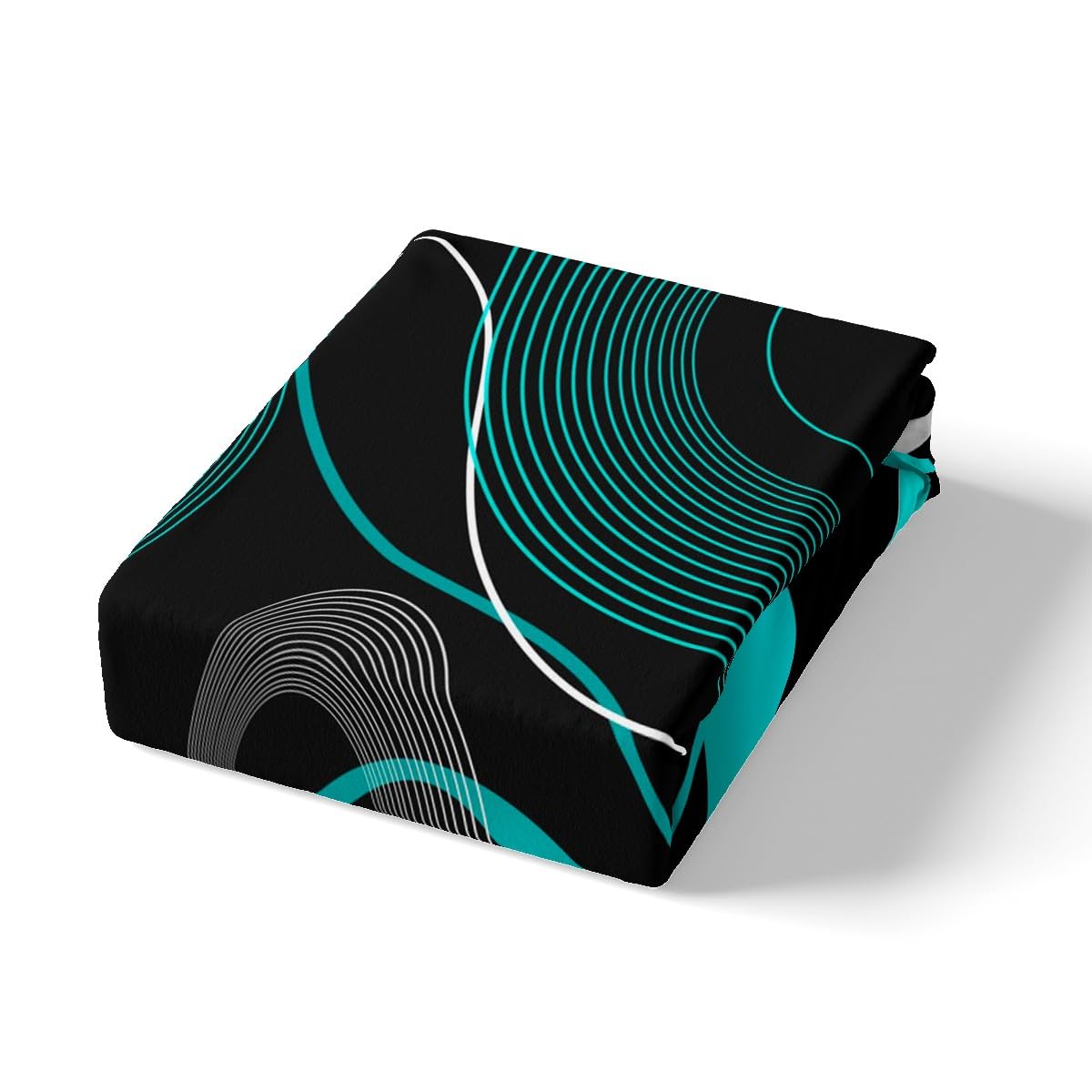 Erosebridal Geometric Duvet Cover Queen, Teal Black White Bedding Set for Kids Teens, Geometry Stripe Line Comforter Cover, Modern Art Swirl Waves Quilt Cover Abstract Circle Retro Bedroom Decor