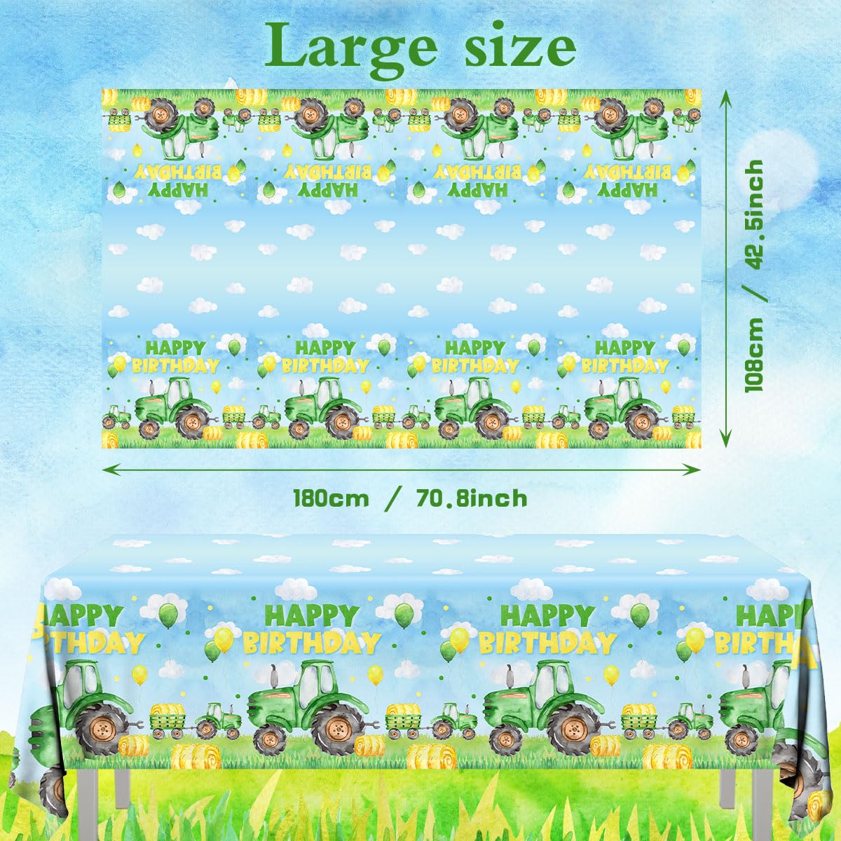 Pymurod Tractor Birthday Party Supplies 3pcs Tractor Tablecloths Tractor Birthday Table Cloth Tractor Table Cover for Kids Birthday Party Baby Shower Tractor Birthday Party Favors