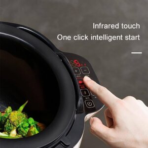 RESKIU Automatic Cooking Machine,2000W 6L auto Cooking Wok Fried Rice Machine,One-Click Smart Start, Three Speed Adjustable,360 ° Automatic Rotation, for Stir Frying,Stewing,Cooking