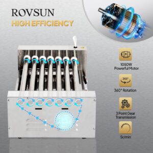 ROVSUN Hot Dog Roller ETL Certified, 18 Hot Dog 7 Rollers Sausage Grill Cooker Machine w/Dual Temp Control, Cover, LED Lighting, Removable Shelf & Drip Tray for Party Home Commercial 1050W