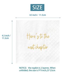 Here's to the Next Chapter Napkins, Good Luck Napkins, Graduation Coworker Leaving Party Decorations Supplies Favor, New Job Congratulation Napkins, Retirement Napkins, 50Pack 2-Ply, 4.5 x 4.5 in