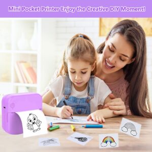 PRINHSJI Mini Printer with 11 Rolls Sticker Paper, Portable Sticker Printer Efficiently and Quickly, Mini Thermal Printer for Study Notes, Pictures,Photos, DIY, Children's Gift and Travel Label