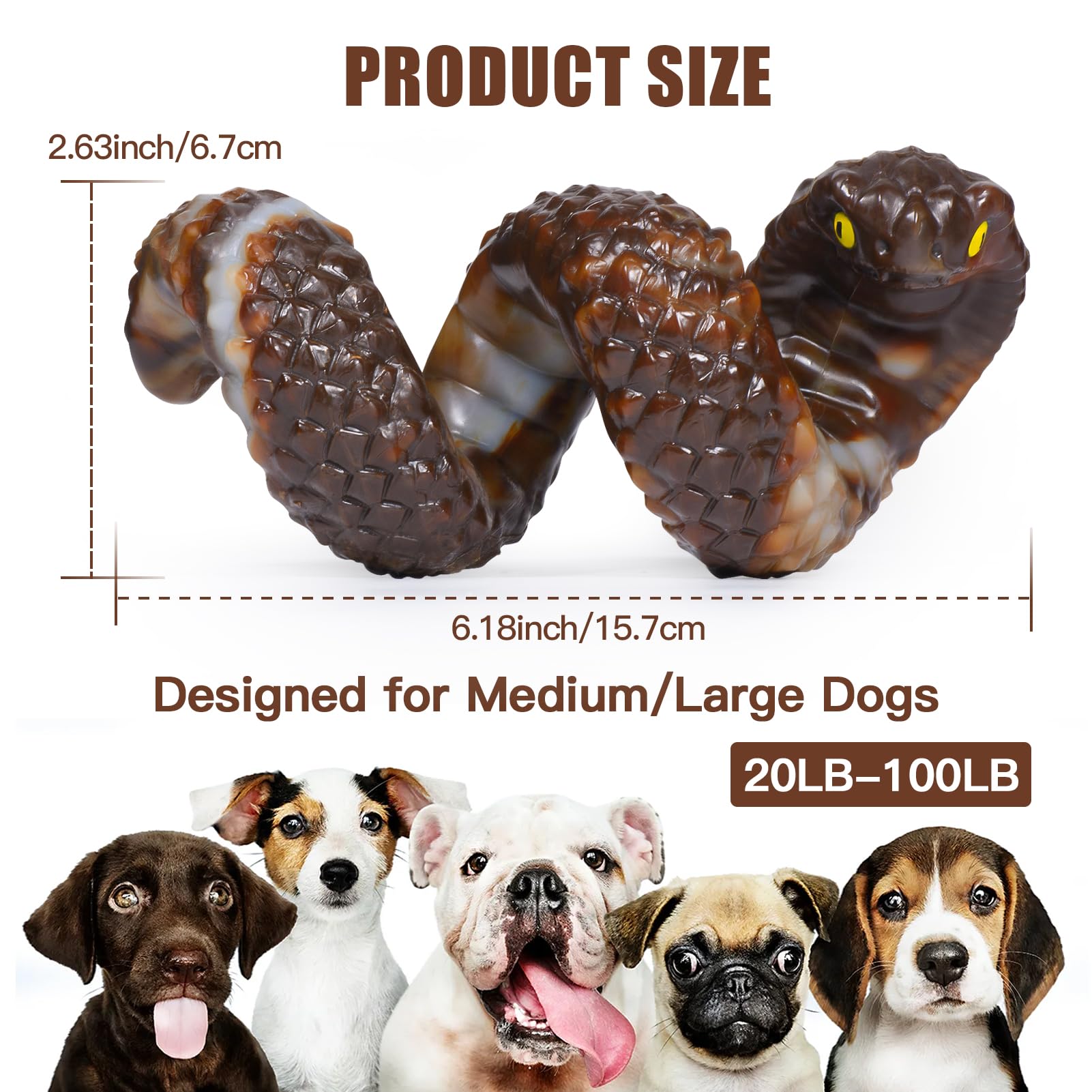 Dog Toys for Aggressive Chewers, Indestructible Dog Toys for Large Dogs, Bacon Flavored Dog Toys to Keep Them Busy, Tough Dog Bones for Medium/Large Dogs Breed