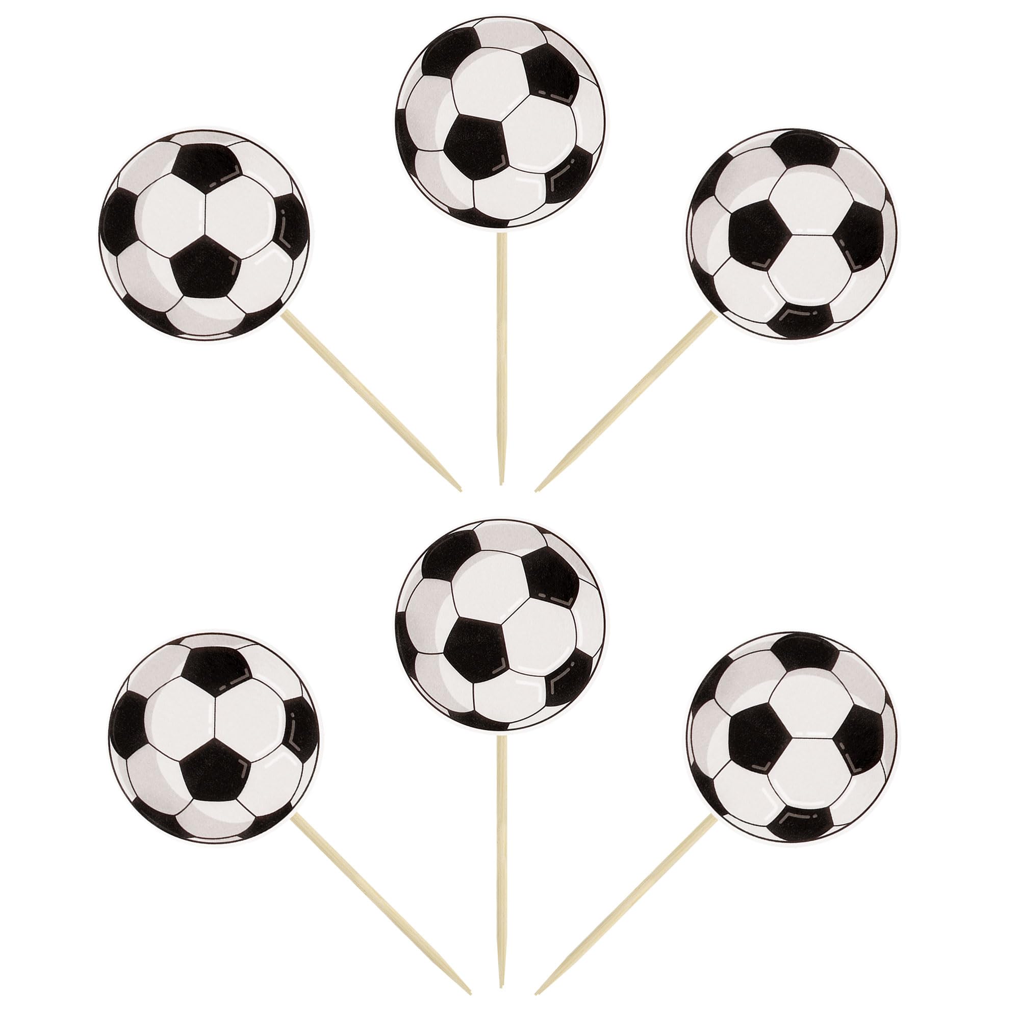 36Pcs Soccer Ball Cupcake Toppers Sports Theme Football Cupcake Food Toothpicks Baby Shower Cake Decorations for Sport Balls Theme Soccer Ball Kids Birthday Party Decorations