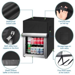 COITEK Outdoor Refrigerator Cover, Waterproof Upright Mini Upright Freezers Cover, Beverage Beer Refrigerator Protection Cover for most 3.0 Cubic Compact Mini Freezer (Black, 22''Lx23''Wx34''H)