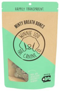 winnie lou minty breath bones - organic healthy dog treats made in the usa with spearmint, parsley, spirulina for fresh breath - human grade dog biscuits sourced from local colorado farms, 2 pack