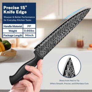 Gourmetop Chef Knife Set with Cover 3 Pcs, Black Kitchen Knife Set for Cooking, Sharp Small Kitchen Knives with Sheath, 8'' Chef Knife, 5'' Utility, 3.5'' Paring, Stainless Steel Chef Cutting Knives