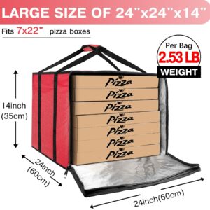 Gyykzz Pizza Delivery Bag Insulated 24"x 24" x14", Large Red Pizza Warmer Bag for Food Delivery, Pizza Carrier Insulated Bags Keep Your Pizza Hot and Fresh, Perfect for Deliveries and Personal Use