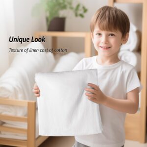 LBR02M 100% Linen Duvet Cover Set King Size, Bed Sheets 3 Piece Sets, Solid Color Natural Flax Soft Breathable King Duvet Cover, All Season (White)