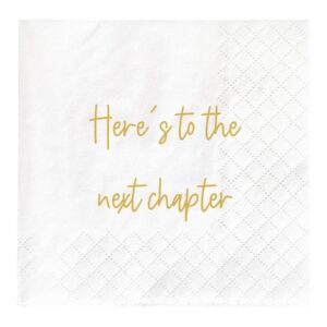 here's to the next chapter napkins, good luck napkins, graduation coworker leaving party decorations supplies favor, new job congratulation napkins, retirement napkins, 50pack 2-ply, 4.5 x 4.5 in