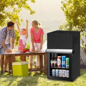 COITEK Outdoor Refrigerator Cover, Waterproof Upright Mini Upright Freezers Cover, Beverage Beer Refrigerator Protection Cover for most 3.0 Cubic Compact Mini Freezer (Black, 22''Lx23''Wx34''H)