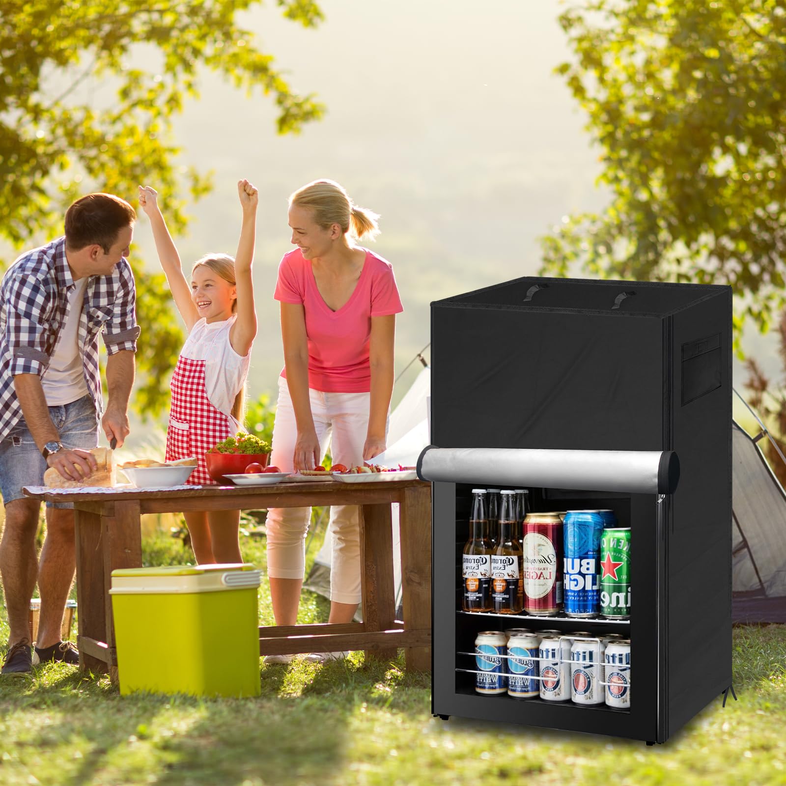 COITEK Outdoor Refrigerator Cover, Waterproof Upright Mini Upright Freezers Cover, Beverage Beer Refrigerator Protection Cover for most 3.0 Cubic Compact Mini Freezer (Black, 22''Lx23''Wx34''H)