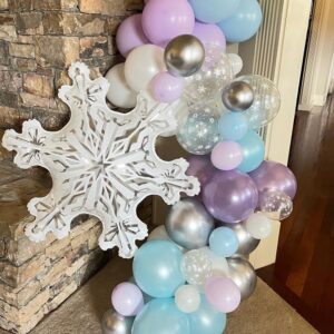 5Pcs 36inch Transparent Snowflake Balloons Christmas Clear Snowflake Foil Mylar Balloons for Winter Wonderland Ice Snow Themed Birthday Party Decorations