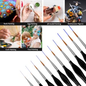 KIASON 10PC Miniature Paint Brush for Fine Detailing, Mini Small Painting Brushes Set for Art, Crafts, Acrylic, Watercolor, Oil, Model, Face, Warhammer 40k & Paint by Number, Citadel, Figurine (Black)