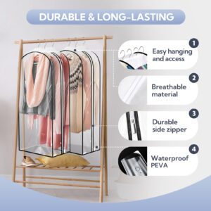 SNOWLYCNY 43" Clear Garment Bags Hanging Clothes Bag Cover for Closet Storage Travel 10''Garment Cover for Suits, Clothes, Shirts, Coats, Dress - 43"x 24" x 10"/ 5 Pack