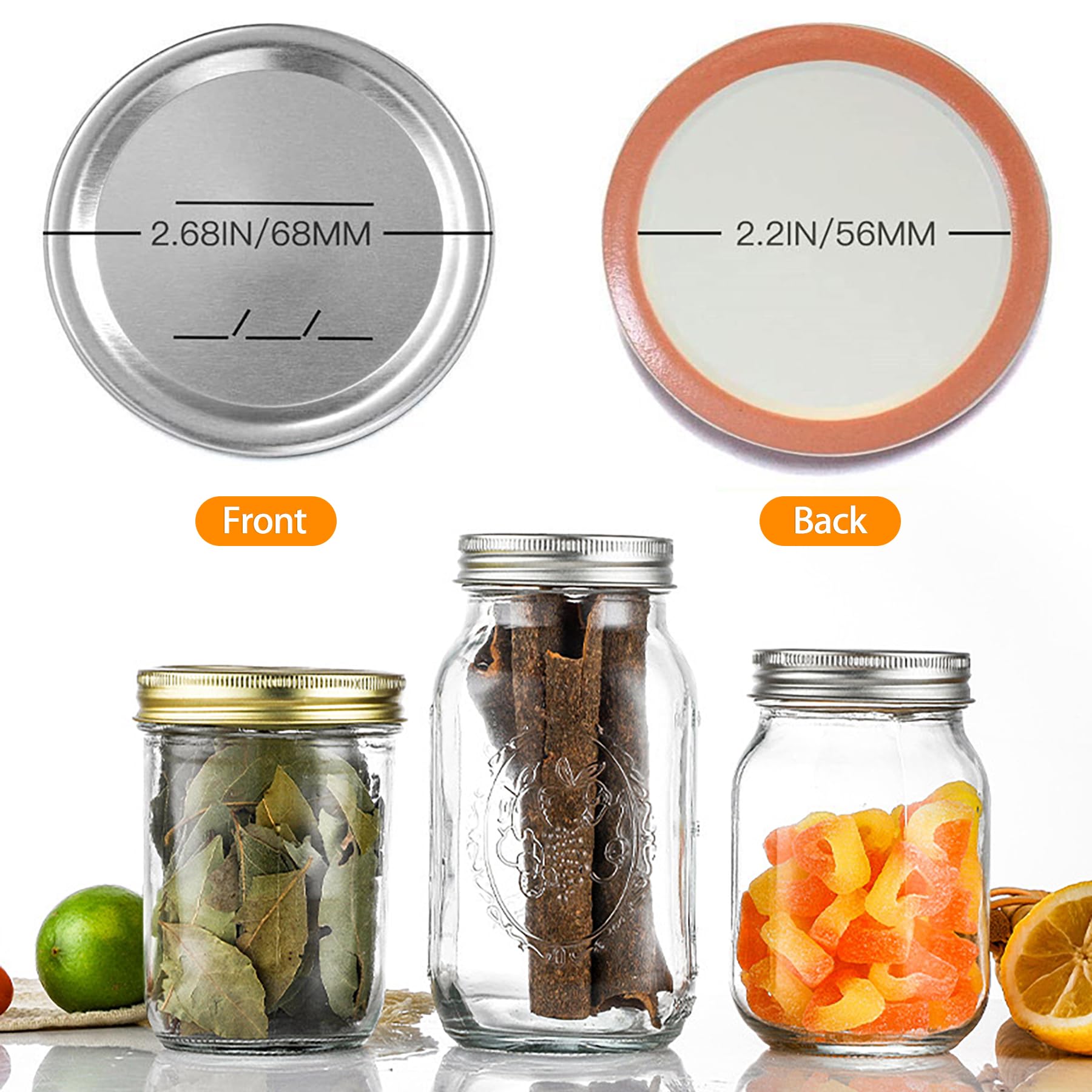 24-Pack 70 MM Regular Mouth Canning Jar Lids - Leak Proof & Airtight Seal Split-Type Metal Lids, Suitable for Ball & Kerr Jars, Food Grade Material