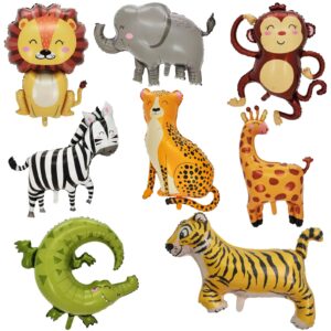 samoka large jungle safari animal balloons,8 pcs 34-40 inch animal theme party balloons,baby shower jungle party supplies