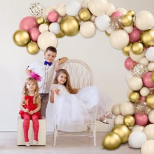 Viehatta Blush and Gold Balloon Arch Kit, 125PCS White Retro Pink and Gold Balloons Garland Arch Kit for Girls Baby Shower Wedding Bachelorette Bridal Birthday Party Decoration