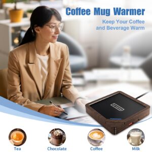 Coffee Mug Warmer: Candle Warmer Coffee Warmer for Desk Auto Shut Off Candle Wax Warmer for Scented Wax Smart Heated Mug Warmer for Coffee, Tea, Hot Chocolate, Milk, no Cup (U1-Wood)