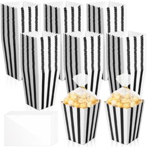 maxcheck 200 pcs popcorn boxes with 200 pcs clear cellophane bag, mini paper popcorn box cardboard popcorn container, popcorn boxes snack candy for birthday wedding decoration (black and white)