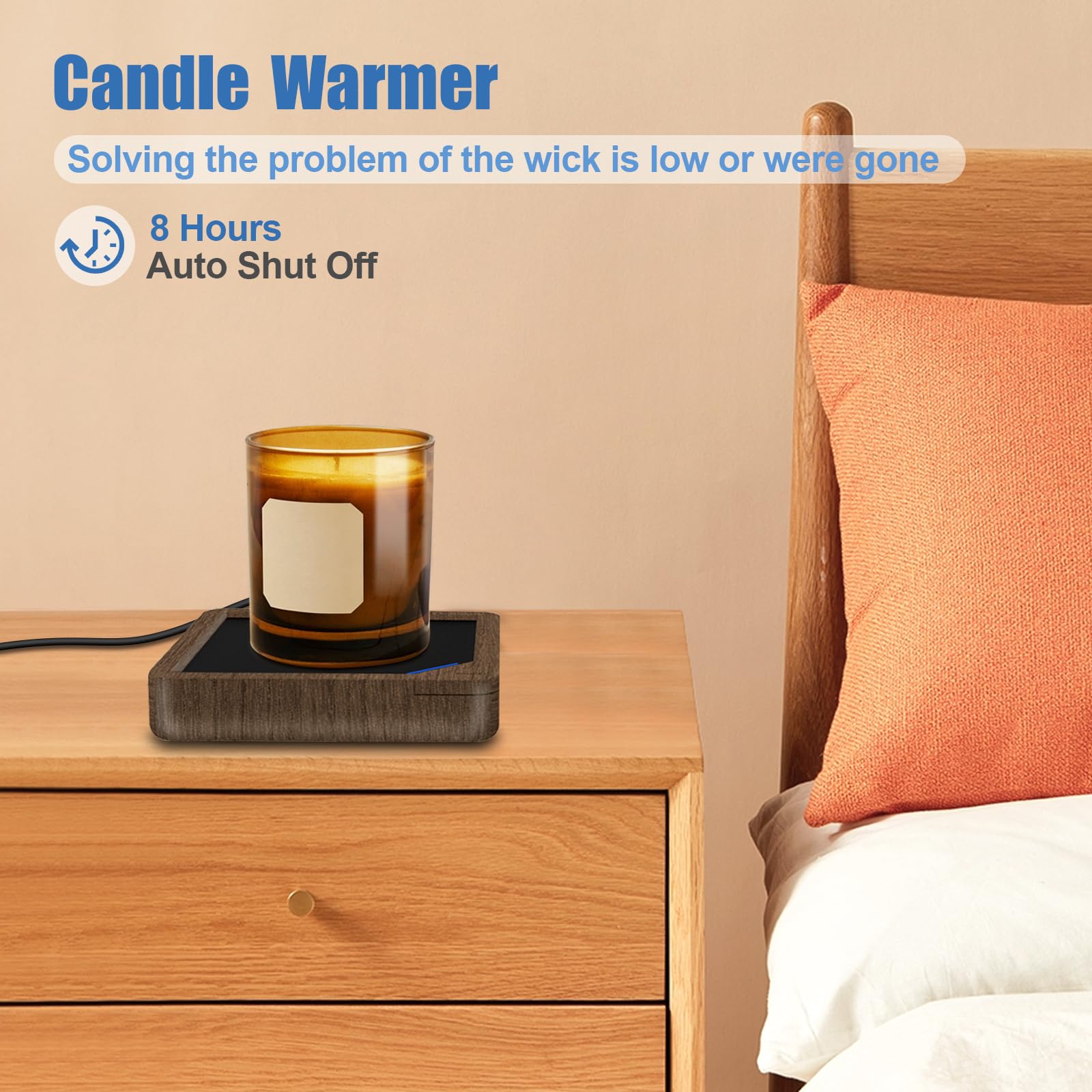 Coffee Mug Warmer: Candle Warmer Coffee Warmer for Desk Auto Shut Off Candle Wax Warmer for Scented Wax Smart Heated Mug Warmer for Coffee, Tea, Hot Chocolate, Milk, no Cup (U1-Wood)