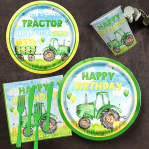 Tractor Birthday Decorations Tractor Birthday Plates, Napkins, Cups, Tablecloth, Banner for Kids Birthday Baby Shower Tractor Party Favors Supplies Serve 20