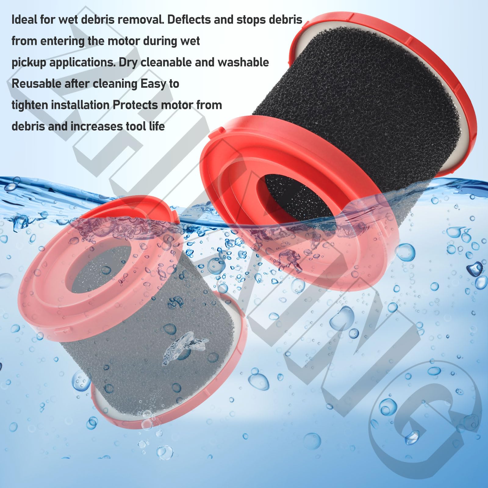 2Pack 49-90-2015 Foam Wet Filter Compatible with Milwaukee wet/dry vacuums 0880-20, 0960-20, 0970-20