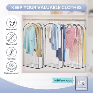 SNOWLYCNY 43" Clear Garment Bags Hanging Clothes Bag Cover for Closet Storage Travel 10''Garment Cover for Suits, Clothes, Shirts, Coats, Dress - 43"x 24" x 10"/ 5 Pack