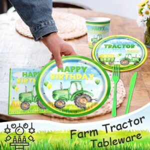 Tractor Birthday Decorations Tractor Birthday Plates, Napkins, Cups, Tablecloth, Banner for Kids Birthday Baby Shower Tractor Party Favors Supplies Serve 20