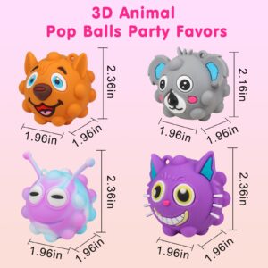 Party Favors for Kids,3D Animal Pop Balls Fidget Toys,Birthday Gifts,Goodie Bag Stuffers,Pinata Stuffers,Carnival Prizes,Treasure Box Toys,Prizes for Kids Classroom